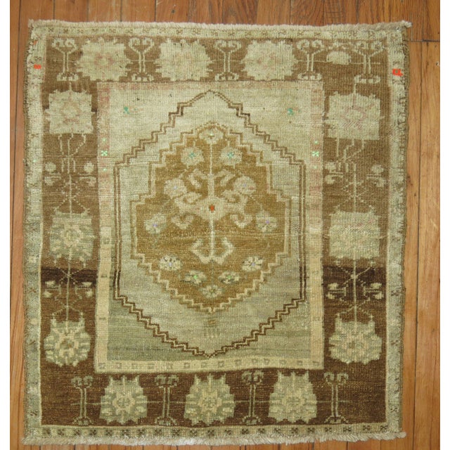 Mid 20th Century Vintage Square Mini Oushak - 2'2" x 2'3" For Sale - Image 5 of 5