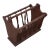 Vintage Turned Wood Colonial Style Espresso Stained Magazine Rack With Center Handle For Sale
