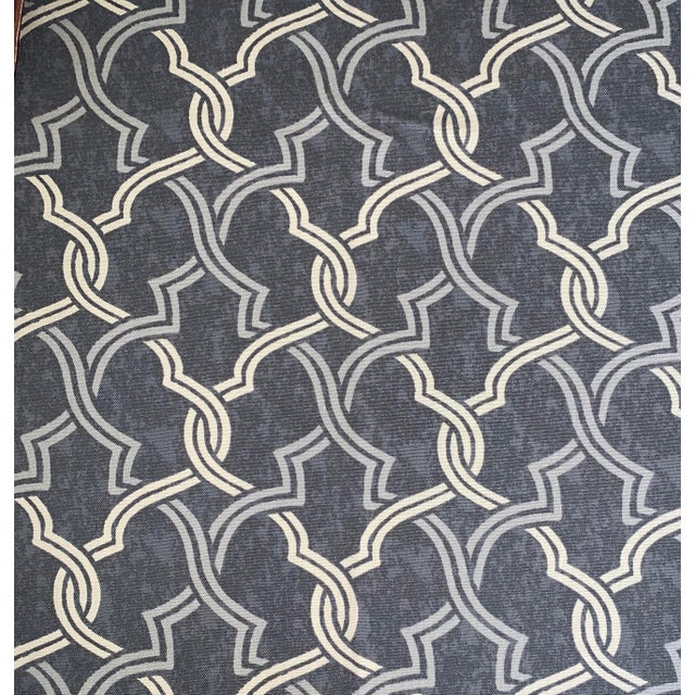 Textile P Kaufmann Waverly Gray & Ivory Fretwork Geometric Lattice Trellis Fabric Sample For Sale - Image 7 of 7