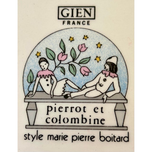 1990s Gien Pierrot Et Columbine French Breakfast/Luncheon Set For Sale - Image 5 of 6