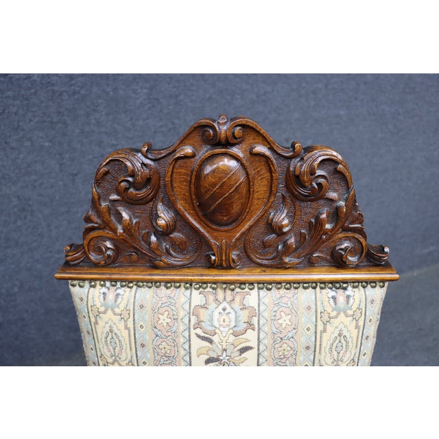 Renaissance Revival Quarter Sawn Oak Throne Armchair For Sale - Image 10 of 10