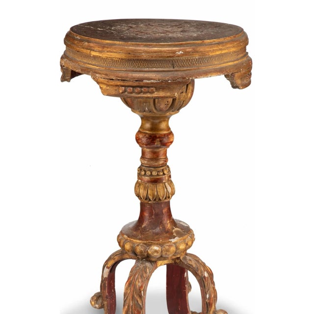 18th Century 18th Century Italian Carved Polychrome Gilt Wood Gueridon Table For Sale - Image 5 of 5