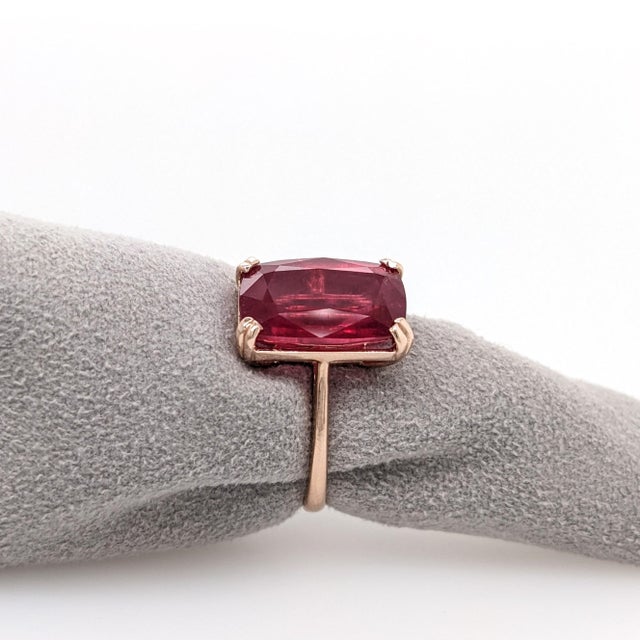 4.8ct Madagascar Ruby Solitaire Ring: Solid 14k Yellow Gold, Emerald Cut, Size 6.75 For Sale - Image 9 of 12