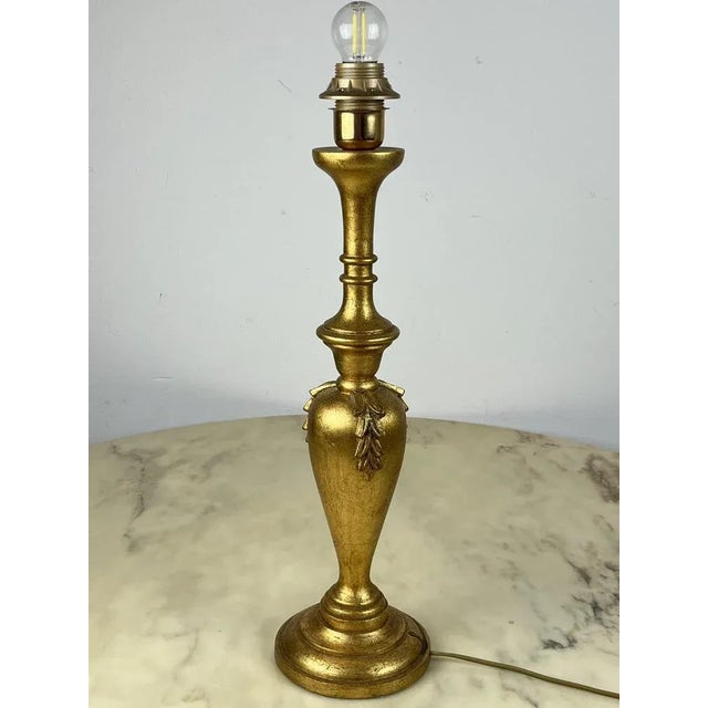Torch Table Lamp in Gilt Beech, Italy, 1980s For Sale - Image 8 of 8