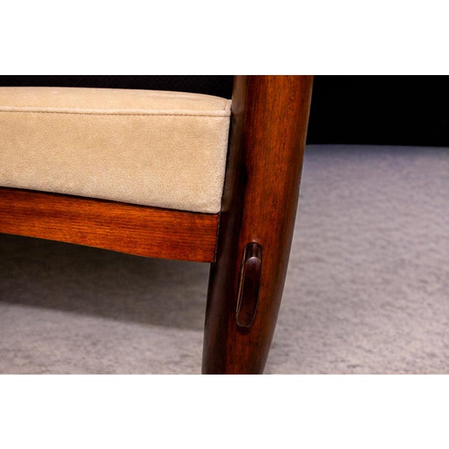 Armchair in Imbuia Wood & Mohair, Michel Arnoult, 1960s For Sale - Image 9 of 10