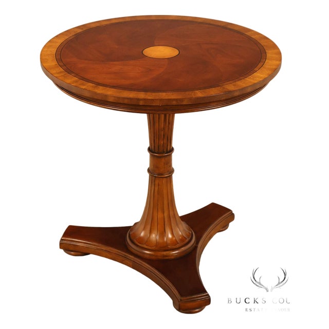 Ethan Allen Townhouse Collection Round Pedestal Side Table For Sale
