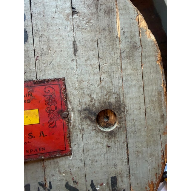 Antique Spanish Capers Barrel Top Sign For Sale - Image 9 of 14