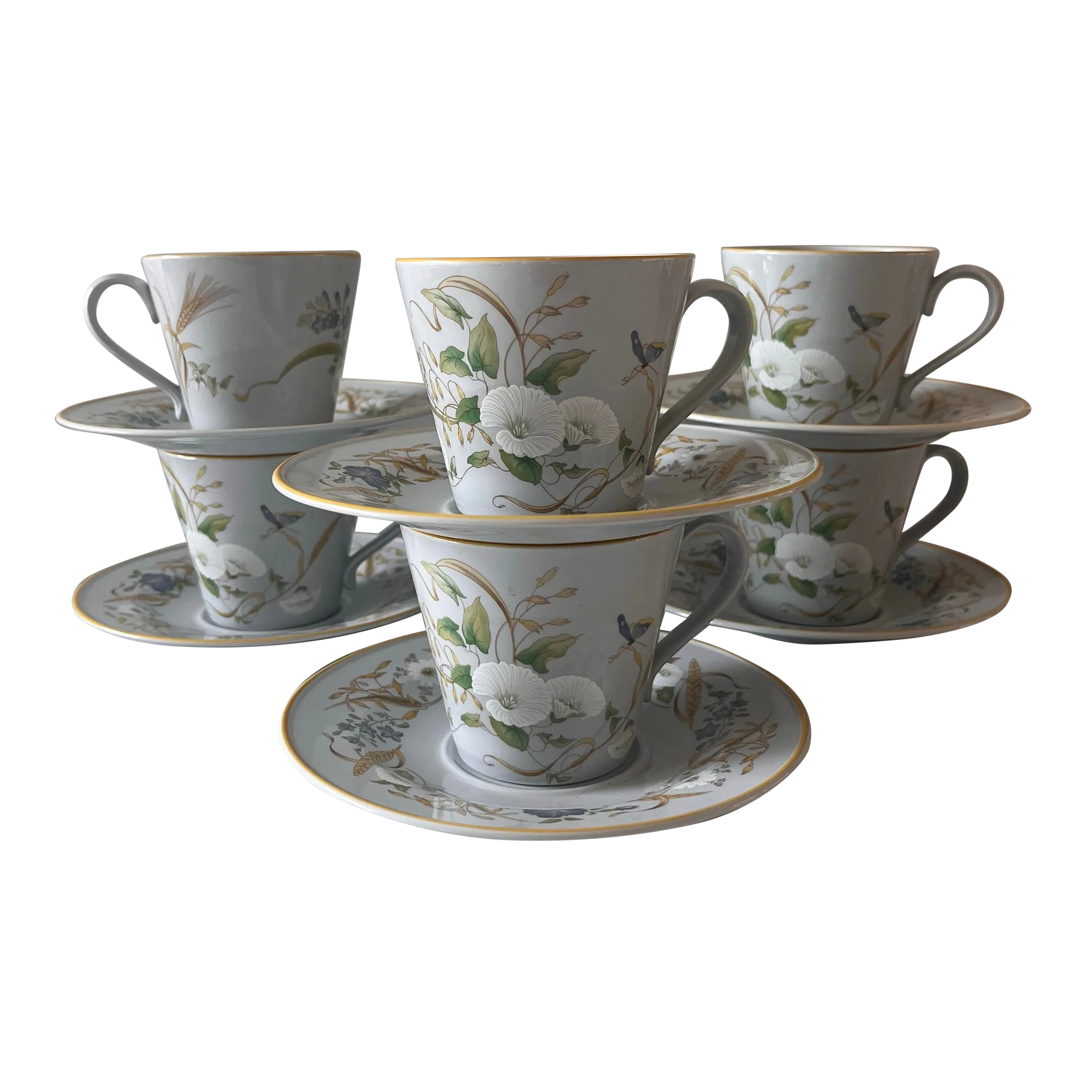 Spode Summer Harvest Coffee Cup and Saucer - Set of 6 | Chairish