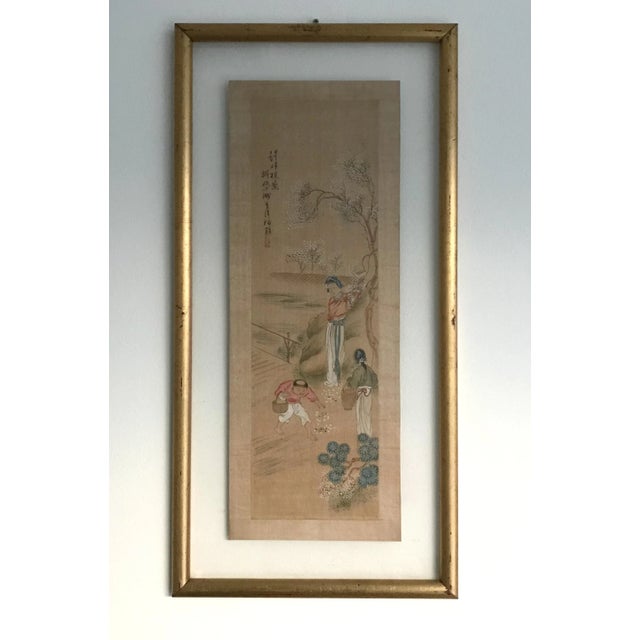 Antique Chinese watercolor painting on paper, enclosed in glass and giltwood frame, early 20th century Measures: height...