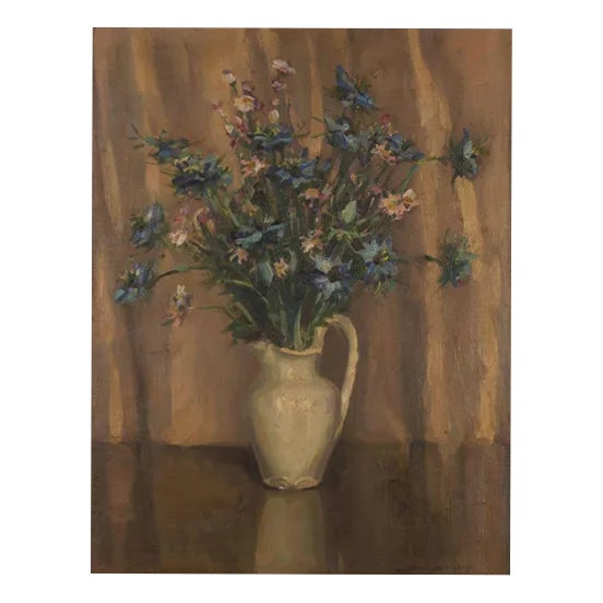 George Mortram Moorhouse, Love-in-a-Mist Still Life, Early 1900s, Oil Painting For Sale
