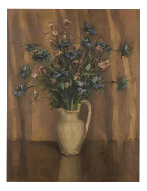 George Mortram Moorhouse, Love-in-a-Mist Still Life, Early 1900s, Oil Painting