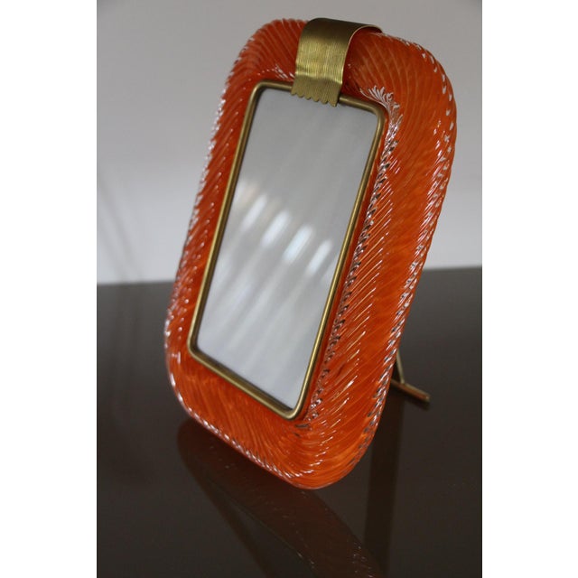Orange Twisted Murano Glass and Brass Photo Frame, 2000s For Sale - Image 5 of 15