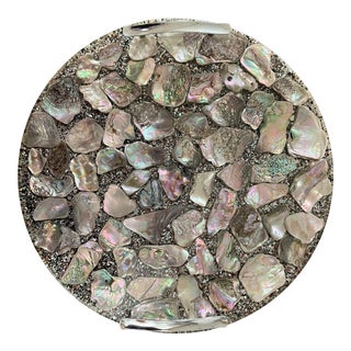 1970s Lucite Abalone Tray With Chrome Handles For Sale