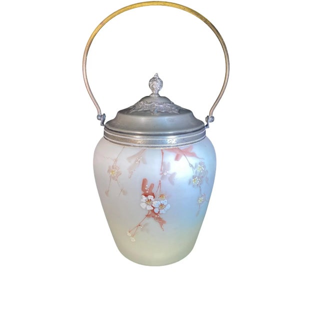 Victorian Late 19th Century Mt. Washington Milkglass Biscuit Jar For Sale - Image 3 of 9