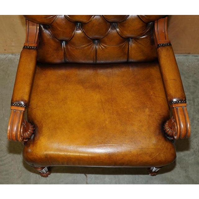 Chessboard Table and Chesterfield Armchairs in Leather, Set of 3 For Sale - Image 6 of 18