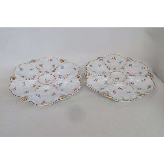 Traditional Porcelain Snack Dish Divided Oyster Serving Plate a Pair 4579b For Sale - Image 3 of 14