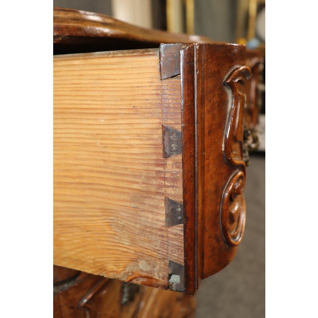 Brown Large Fine Quality 18th Century Carved Walnut French Louis XV Style Commode For Sale - Image 8 of 12