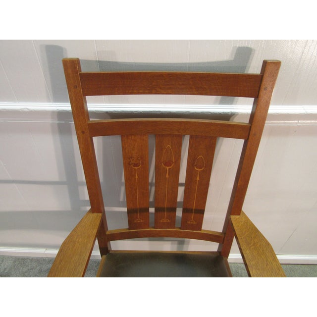 2000 - 2009 Stickley Mission Oak Arts and Crafts Arm Chair For Sale - Image 5 of 7