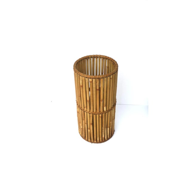Wicker Bamboo Umbrella Holder Stand For Sale - Image 4 of 10
