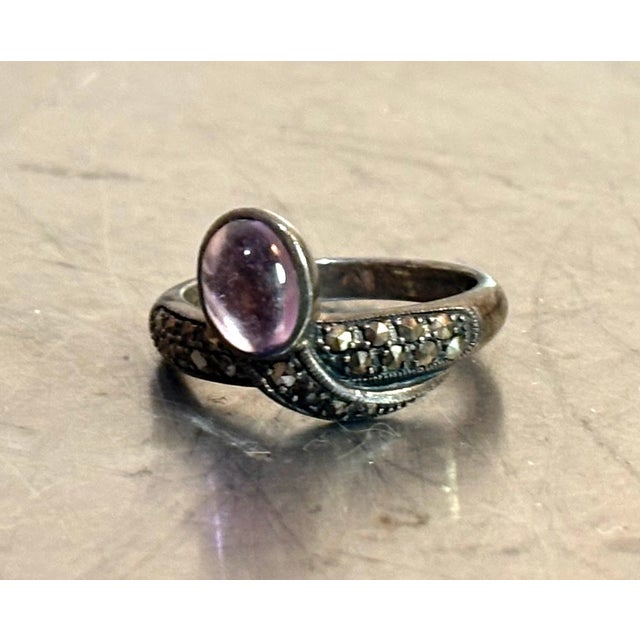 Sterling Silver / Purple Moonstone Snake Ring For Sale - Image 4 of 6