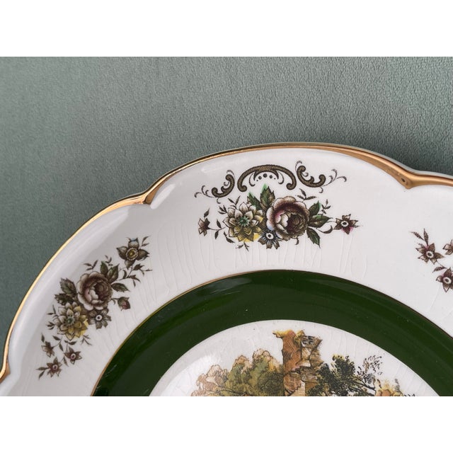 1950s 1950’s English “Ascot” Scenic Village Gold Edged Plate For Sale - Image 5 of 7