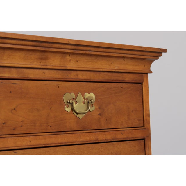 Brown Stickley Cherry Queen Anne Flat Top Highboy Chest For Sale - Image 8 of 17
