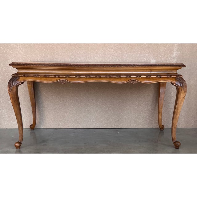 20th Root Oak Dining Room Table With Carved Edges For Sale - Image 4 of 11