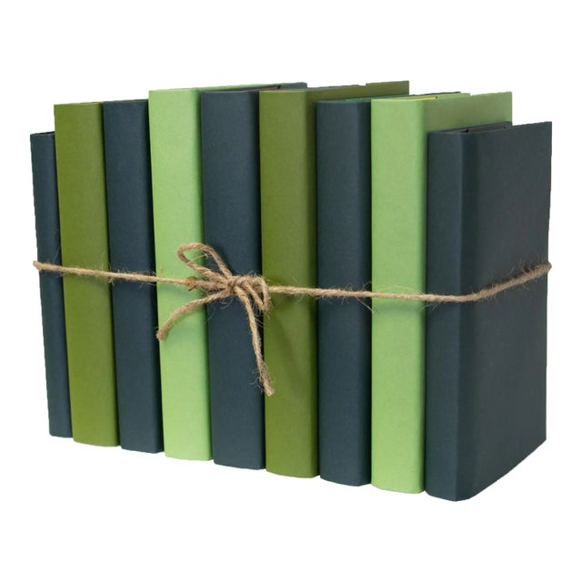 Decorative Books - Boxwood Paper Wrapped Book Bundle - 1 Foot of Green Books For Sale