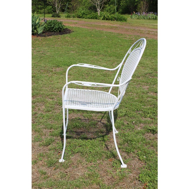 Wrought Iron Patio Set—Four Armchairs and a Table With a Glass Top For Sale - Image 4 of 18