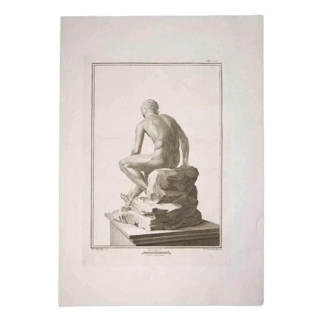 Pietro Campana, Hermes, Ancient Roman Statue, Original Etching, 18th-Century For Sale