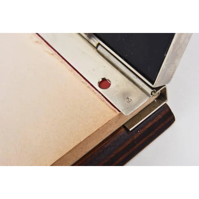 1970s Vintage Gucci Signed Chrome, Fabric, Wood Note Pad Holder or Desk Accessory Italy 70's For Sale - Image 5 of 10