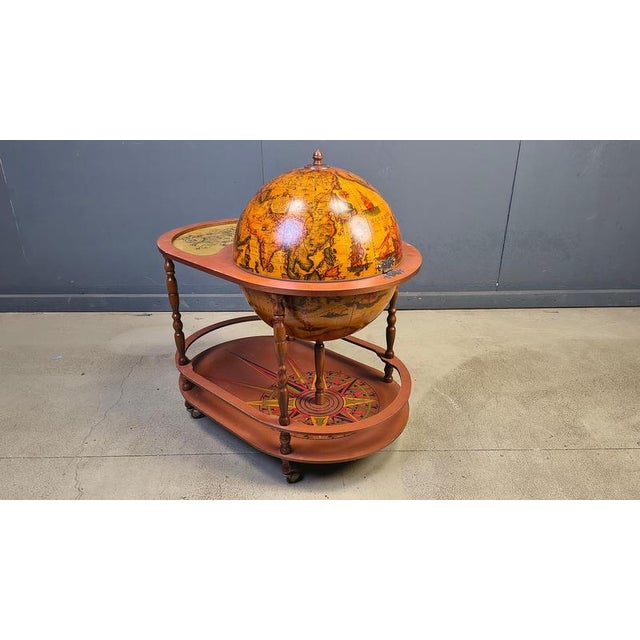 Brown Vintage Globe Bar on Wheels, 1970s For Sale - Image 8 of 16
