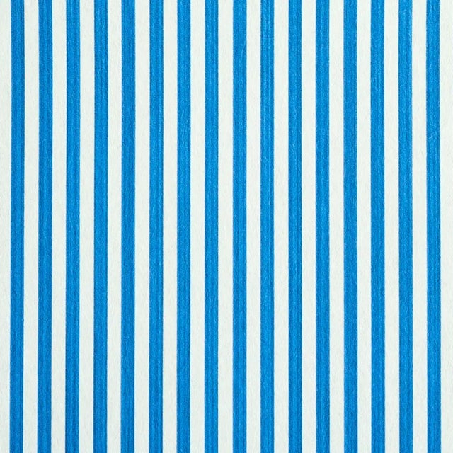 Sample - Schumacher Edwin Stripe Narrow Wallpaper in Cobalt For Sale