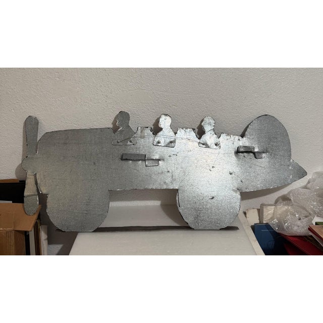 Early 20th Century Seymour Chwast, Pilots in Plane Painting on Metal Sculpture Wall Hanging Seymour Chwast Airplane For Sale - Image 10 of 18