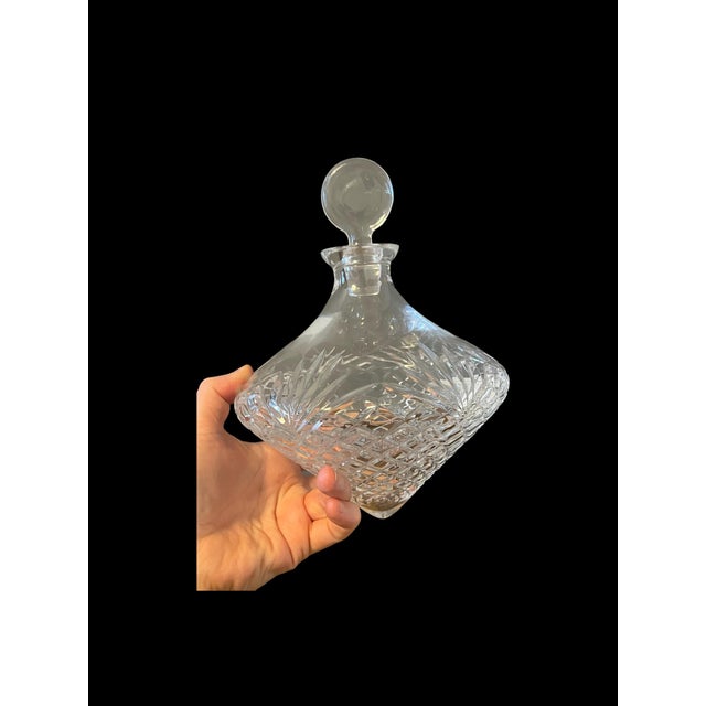 Mid-Century Modern Vintage Astral Crystal Decanter With Brass Stand For Sale - Image 3 of 11