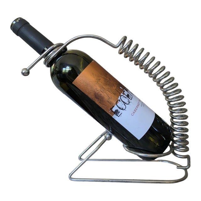 Vintage Postmodern Industrial Coiled Wine Bottle Holder Stand For Sale