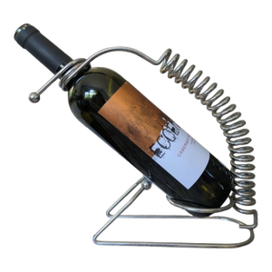 Vintage Postmodern Industrial Coiled Wine Bottle Holder Stand