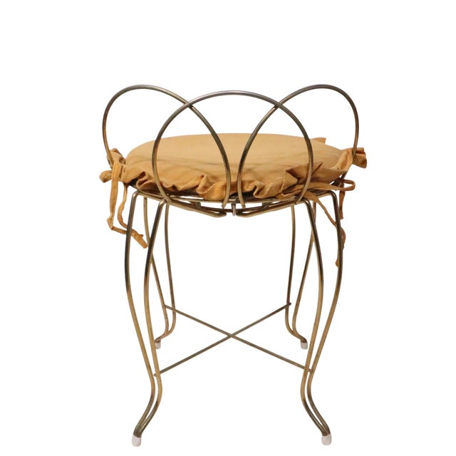 Metal Hollywood Regency Vanity Stool For Sale - Image 7 of 9