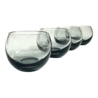 Mid Century Gray Roly Poly Cordials - Set of 4 For Sale