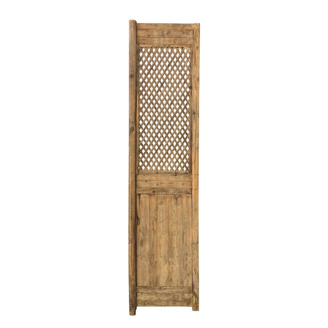 Wood Chinese Old Rustic Bold Geometric Open Pattern Wall Tall Panel Divider For Sale - Image 7 of 8