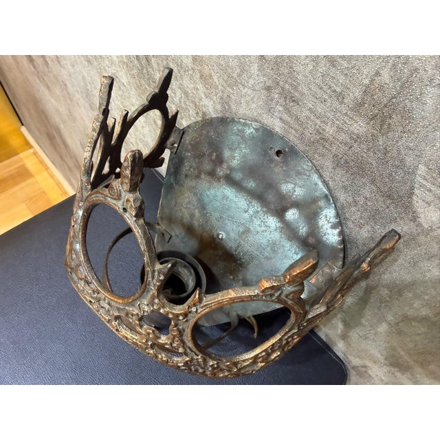 1970s Gothic Revival Crown Metal Wall Sconce For Sale - Image 4 of 11