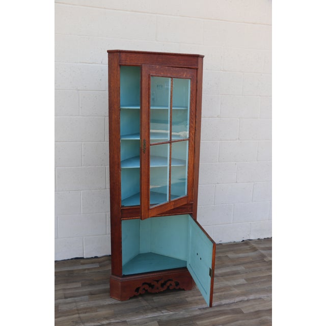 Antique 1920s English Oak Corner Cabinet by Walter Skull & Son Ltd. For Sale - Image 11 of 18