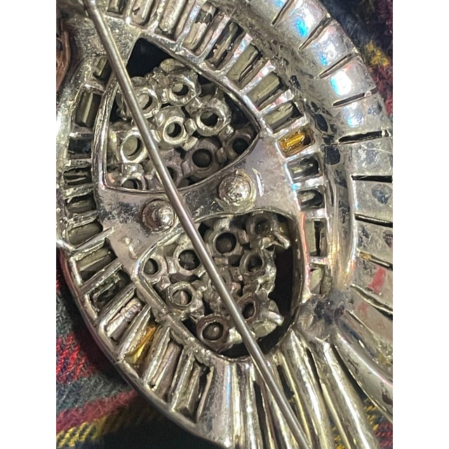 Silver 1935 Rare Vintage Trifari Alfred Philippe KTF Diamante Rhinestone Brooch For Sale - Image 8 of 10