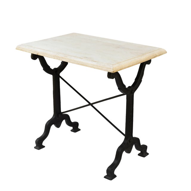 Matthew Izzo Home Avignon Lightly Distressed Whitewashed Oak and Cast Iron Bistro Table - Rectangular For Sale - Image 9 of 9