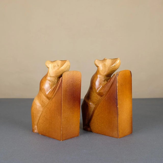 1950s Wooden Bear Bookends from VEB Kunstgewerbliche Holzarbeiten Klings, 1950s, Set of 2 For Sale - Image 5 of 16
