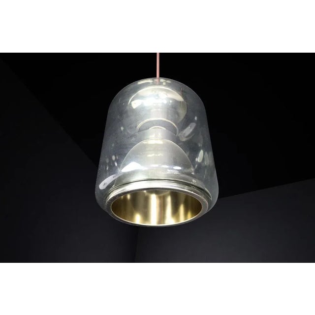 Mid-Century Smoked Glass Pendant attributed to Erco Leuchten, Germany, 1970s For Sale - Image 3 of 10