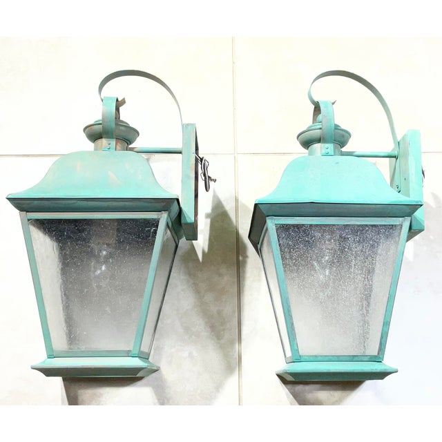 Pair of Vintage Solid Brass Wall Lanterns - Timeless Elegance for Your Home For Sale - Image 14 of 18