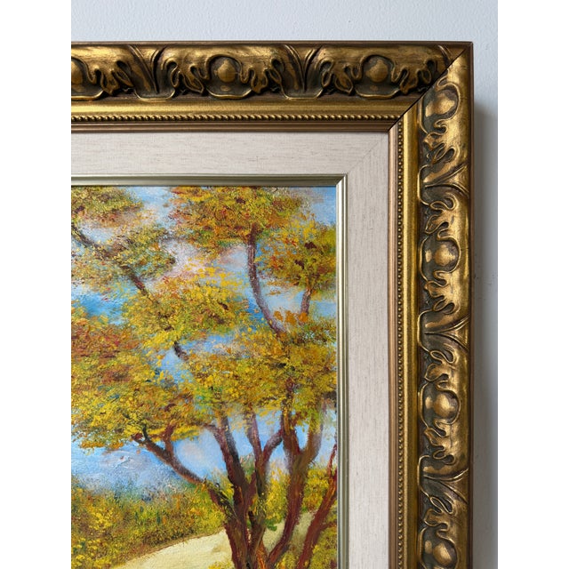 1970s Vintage Impressionist Autumn Landscape Oil on Masonite Board – Framed For Sale In Miami - Image 6 of 14