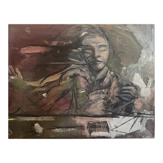 Late 20th Century Brutalist Abstract Framed Canvas Painting by Robert Harding For Sale