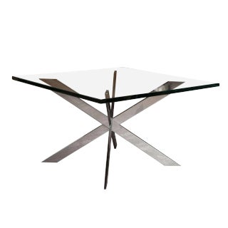 1970s Vintage Pace Double X Chrome Coffee Table For Sale